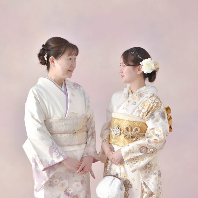 成人式前撮り母娘で撮影